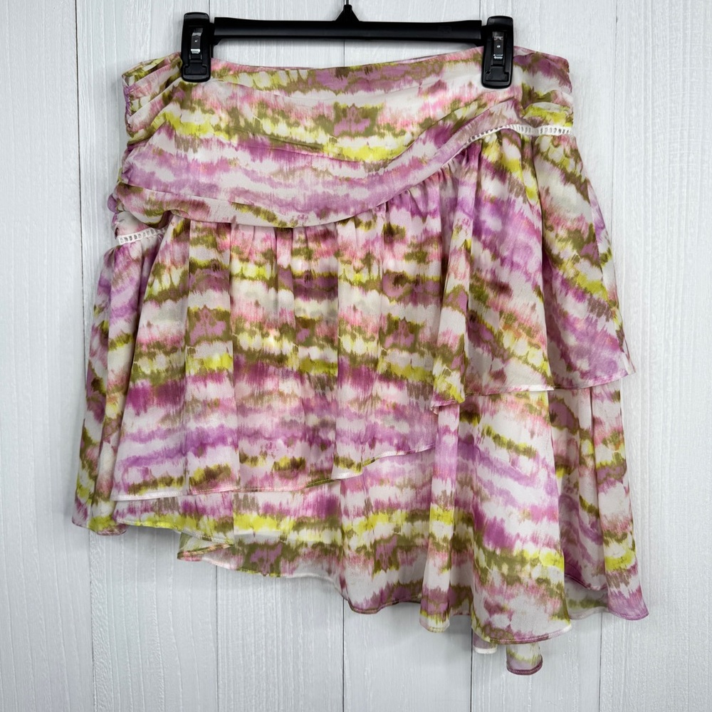 Tularosa Revolve Tie Dye Asymmetrical Mini Skirt XL